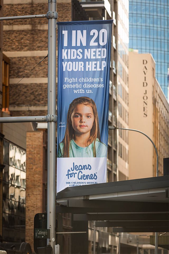 Jeans for genes advertising banners on Castlereagh st Sydney